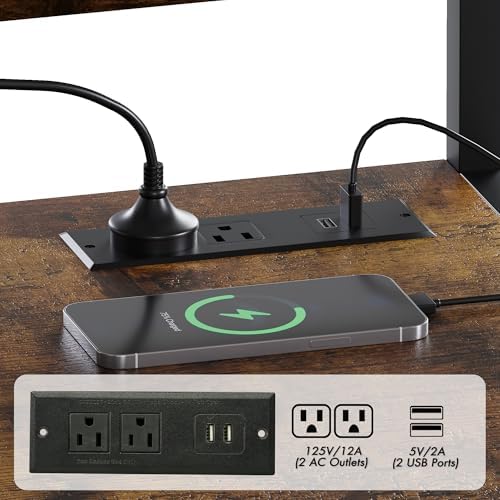 4-Tier 3D Printer Stand with Filament Storage & Power Outlet (Rustic Brown) - Image 4