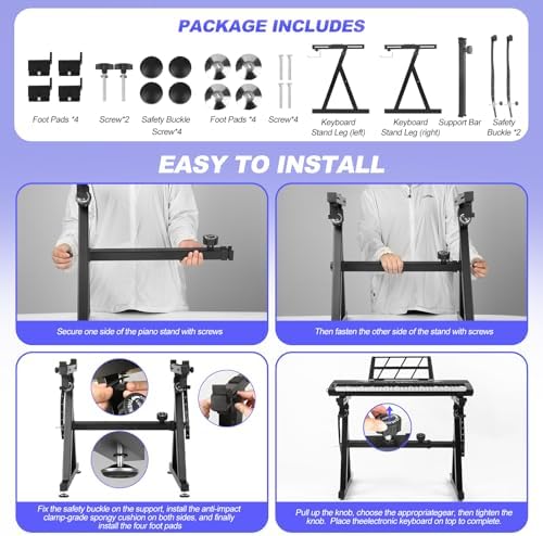 Keyboard Stand Piano Duty Stand Z Style Adjustable Keyboard Holder Piano - Image 6