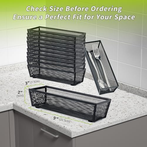 Neudeco Silverware Organizer, Black, 9 x 3 x 2 inch, Pack of 12 - Image 2