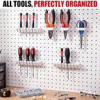 Novabright 6 Pieces Pegboard Organizer Accessories Set, Screwdriver Holder and Double Hole Pliers Holders, Pegboard Tool Hangers for Screwdrivers, Pliers, Scissors Wall Garage Workshop Storage(White) - Image 7