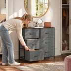 WLIVE Small Dresser Nightstand for Bedroom, 3 Drawers, Dark Grey - Image 5