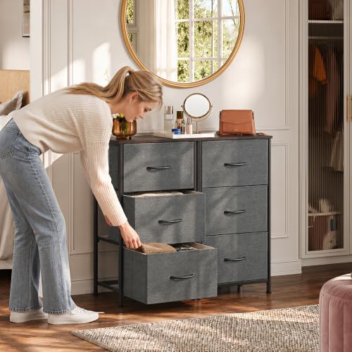 WLIVE Small Dresser Nightstand for Bedroom, 3 Drawers, Dark Grey - Image 5