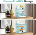 Daltack 6-Tier Paper Organizer for Desk with Handle, Blue, 2 Pack - Image 3