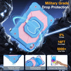 Case for iPad (A16) 11th/10th Generation 11/10.9 Inch 2025/2022, Ubearkk for iPad a16 case with Screen Protector, 360 Degree Rotating Stand Shoulder Strap Pencil Holder,Blue Pink - Image 6