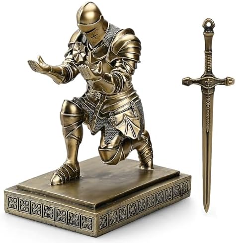 Medieval Warrior Knight Pen Holder Fun Desk Accessories Paperweight Bronze - Image 2