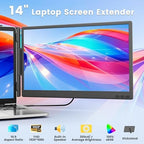 domyfan 14" Laptop Screen Extender, Ultra-Thin FHD 1080P IPS Dual Portable Laptop Monitor Extender for 13-17" Laptops, Plug & Play with HDMI/USB-A/Type-C, Compatible with Windows, Mac, Android - Image 2