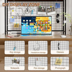2-Tier Desk Shelf with Grid Panel, Freestanding, Black, 37.4" W - Image 6