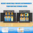 BESFUR Metal Storage Cabinet with Doors and Shelves, 36" H Locking Storage Cabinet with 1 Drawers, Reinforced Heavy Duty Metal Cabinets for Garage, Office, Home(Black) - Image 6