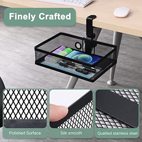 ROSYLINE Under Desk Storage Basket Hanging Drawer Tray, Clamp On Organizer - Image 5
