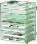 9-Tier Paper Organizer for Desk, Metal Letter Tray with Handles, Mint Green by DALTACK