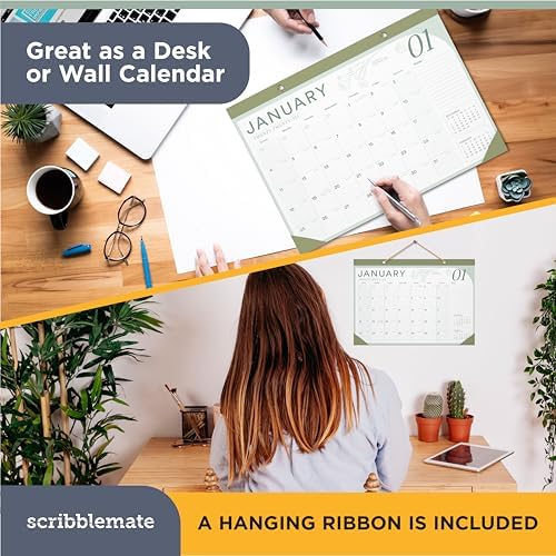 2026 Desk Calendar 17x12 Bulk Runs Until June 2027 Work Calendar with To-do List & Notes 18 Months With Plastic Cover Table Calendar 2026-2027 Desk Calendar With Protective Cover Bulk Planner for Home School Office (Light Green, 6 Pack) - Image 5