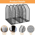 Vertical File Organizer for Desk, 2 Pcs Metal Mesh Holder with 5 Compartments, Desktop Document Storage Stand & File Folder Rack, Office Desk Organizer - 9.3"x8.5"x7.9" - Image 3