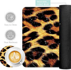 Keyboard Mouse Pad Set, Extended Gaming Mouse Pad+Ergonomics Keyboard Wrist Rest Support, Memory Foam, Easy Typing Pain Relief, 4Pcs XL Ultra Thick Desk Mat,Leopard Print Animal Skin - Image 2