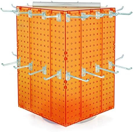 Azar Displays 701414-ORG-4C32 Rotating Countertop Display Kit with Peg Hooks Included, 14 Inches Wide x 14 Inches Deep x 20 Inches High, Pegboard Spinner Organizer, Orange - Image 2