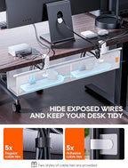 27" No Drill Under Desk Cable Management Tray (White) - Image 5