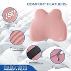 Skechers Women’s Lumbar Pillow,Memory Foam Lumbar Support Pillow for Office,Chair Lower Back Pain Relief Lumbar Pillow,Ergonomic Design Back Support Pillow for Office Chair,Car,Home,Travel,Pink - Image 3