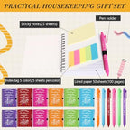 Resurhang 24 Sets Housekeeper Week Appreciation Gifts Housekeepers Cleaning Design Notebook with Pen in Holder and Sticky Note Notepad Index Tab Team Inspirational Gift for Housekeeping Employee - Image 5