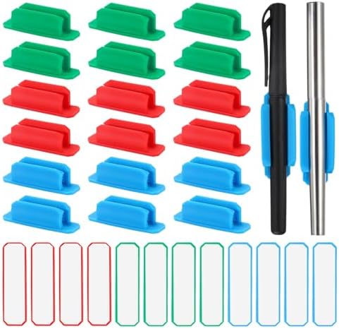 PATIKIL Adhesive Pen Holders, 48 Pack Silicone Flexible, Green/Blue/Red by PATIKIL