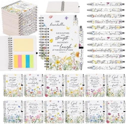 Sprial Notebooks with Pens Bulk, 48 Pack, 5.5 x 4.7 Inch Botanical by Culudea