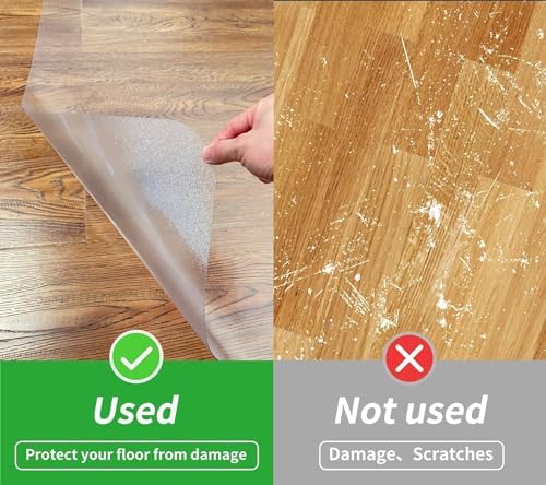 Office Chair Mat for Hardwood Floor, 48"×36" Transparent Home Floor Protector Mat for Rolling Chairs, Anti-Slip Plastic Under Desk Computer Mats Easy Glide on Hard Floors, Rectangle - Image 3