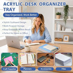 Domensi 2 Pack Scalloped Acrylic Paper Letter Tray, Clear Paper Organizers for Desk, Stackable Aesthetic A4 File Holder Sorter for Home Office Document Mail, Desktop Decor and Accessories Organizer - Image 2