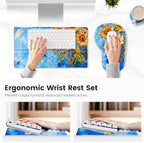 Ospelelf Ergonomic Mouse Pad and Keyboard Stand Wrist Rest Set, Memory Foam Comfort, Pain Relief for Typing, Office Desk Accessories, Sunflower - Image 2
