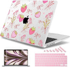 May Chen for 2026 MacBook Pro 14-inch M5 M4 M3 M2 M1 Pro/Max Chip, Release 2026 2025-2021, Model A3427 A3426 A3434 A3112 A3401 A3185, Plastic Hard Shell with Keyboard Cover, Strawberry Bow by MayChen