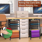 3IngSeagulls Rolling File Cart, 5-Tier Mobile Filing Cabinet on Lockable Wheels, Under Desk Storage, Mesh Sliding Hanging Folder, Office Storage & Organization Cabinet for Office, Home, and School - Image 4