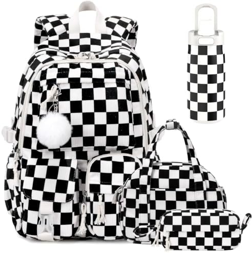 4PCS Corduroy Backpack for Girls with Insulated Water Bottle by Unknown