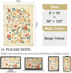 DUKINO 8x10 Area Rug, Floral Washable Living Room Rug Non Slip Beige Yellow - Image 2