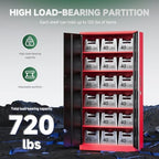 Letaya Metal Garage Storage Cabinets with Lock, 72" Tall Locker Organizer Steel Tool Cabinets,5 Adjustable Shelves 2 Doors for Home Office, Warehouse,Garage,Industrial,Employee (Black Red) - Image 6