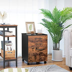 HOOBRO 3-Drawer File Cabinet, Wooden Under Desk Filing Cabinet, fits A4/Letter Size for Home Office, Small Rolling Storage Drawer Chest, Printer Stand with Drawers, Rustic Brown and Black BF02WJ01G1 - Image 6