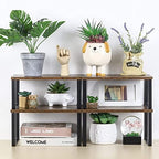 NEX Kitchen Cabinet and Counter Shelf Organizer, Shelf Riser for Pantry Countertop Cupboard Desk Top, Stackable & Expandable, Set of 4, Black and Rustic Brown - Image 2