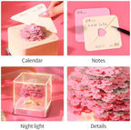 3D Calendar 2027, Desk Time Piece Calendar 2027,Tear-Away 3D Paper Art Notepad w LED Lights,Creative 3D Memo Artsy Pad Calendars, DIY Paper Carving Gift (Pink Tree-A) - Image 5