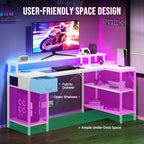 OLIXIS 53 Inch L Shaped Gaming Desk with LED Lights, Storage Shelves - Image 6
