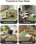 Aothia Faux Leather Desk Mat - Large Mouse Pad, Non-Slip PU Leather Blotter, Waterproof Writing Surface for Office and Home (Olive Green, 63" x 17") - Image 6