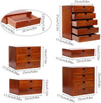 5 Pcs Desktop Storage Organizers,15 Drawers Cabinet for Tabletop,Wooden Stackable Organizer,Brown - Image 3