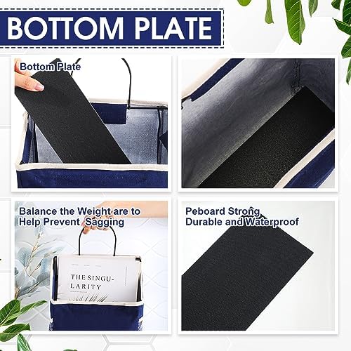 Woanger 12 Pcs Wall Hanging Storage Bag Wall Hanging Organizer Bag Over The Door Closet Basket Containers Bins with Hooks Pockets for Bedroom Bathroom, 15 x 4.3 x 8.7''(Navy Blue) - Image 6