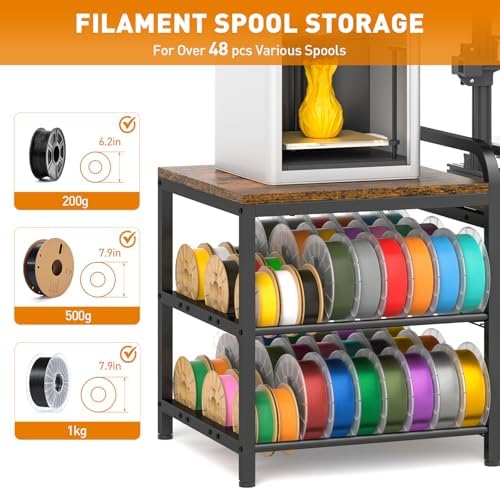 Dual‑Zoned 3D Printer Table with Filament Storage Rack for 2 Printers. - Image 5