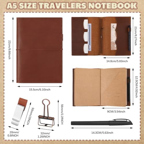 Eaasty Leather A5 Travelers Journal Notebook Cover, Russet - Image 2