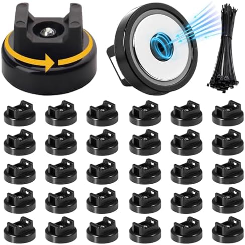 30 Pcs zbab1 Magnetic Zip Tie Mount Base, 35LBS Strong Magnetic Wire Holder & Cable Clips,Magnetic cable management for cars, offices, homes, and boats Diameter 25mm by Unknown