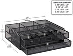 Mind Reader Monitor Stand, Ventilated Laptop Riser, Storage Drawer, Office, Metal Mesh, Black, 2 Drawers (Pack of 4) - Image 3