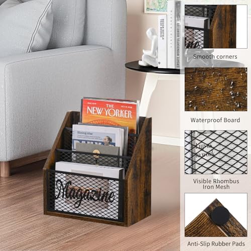 YINMIT 3 Tier Magazine Rack, Stepped Magazine Holder Floor for Home Storage - Image 3