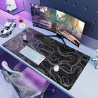Cacoy 48" x 24" Black Topographic Gaming Mouse Pad, Non-Slip Large Desk Mat - Image 3