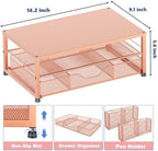 OPNICE Desk Organizers and Accessories, Computer Monitor Stand Riser with Drawer and 2 Pen Holders, Printer & Laptop Stand, Office Desk Accessories & Workspace Organizers for Home Office Supplies, Rose Gold - Image 5