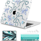 Mektron for 2026/2025/2024/2023 MacBook Air 15 INCH M5 A3448 /M4 A3241 /M3 A3114 /M2 A2941 Case, Printed Plastic Hard Shell Cover with 15.3" Liquid Retina Display Touch ID, Bows C355 by Mektron