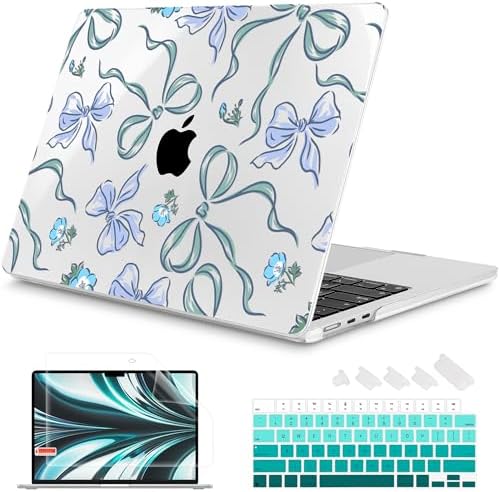 Mektron for 2026/2025/2024/2023 MacBook Air 15 INCH M5 A3448 /M4 A3241 /M3 A3114 /M2 A2941 Case, Printed Plastic Hard Shell Cover with 15.3" Liquid Retina Display Touch ID, Bows C355 by Mektron