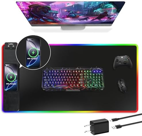 Mouse Pad with Wireless Charging, Large Desk Mat with Adapter, 31.5"x15.7" by ExtreLife