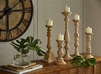 IMAX Mason Natural Wash Wood Candleholders - Set of 5 Vintage Candle Stands - Home Decor Accessory - Image 7