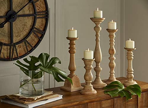 IMAX Mason Natural Wash Wood Candleholders - Set of 5 Vintage Candle Stands - Home Decor Accessory - Image 7